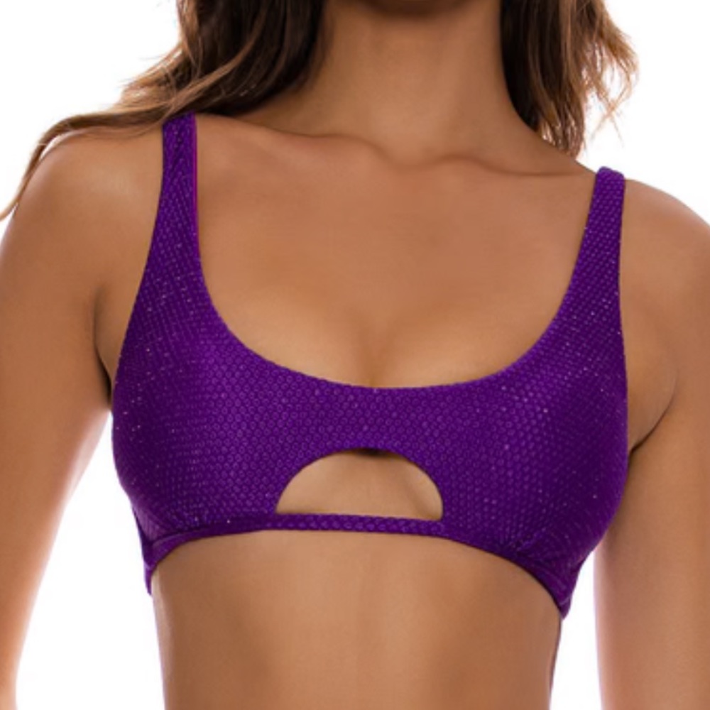 Purple Ocean Scoop Neck cut out top and bottom bathing suit set by Luli Fama-new